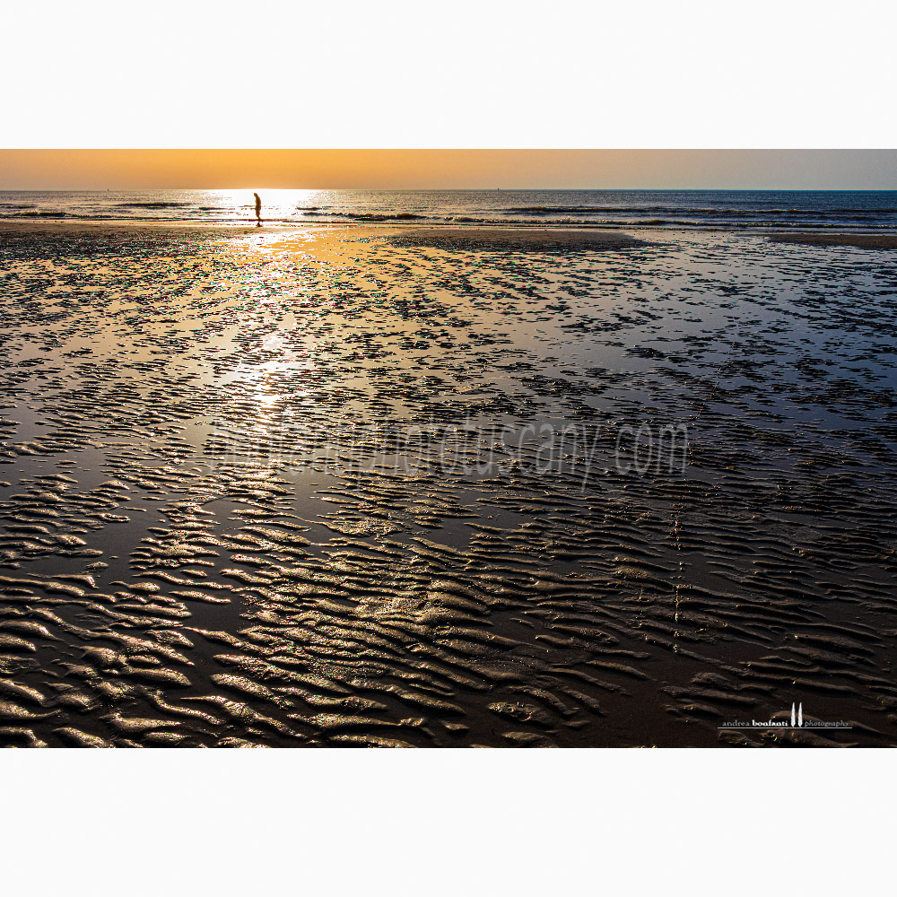 st.idesbald north sea - a lonely walker at sunset.jpg