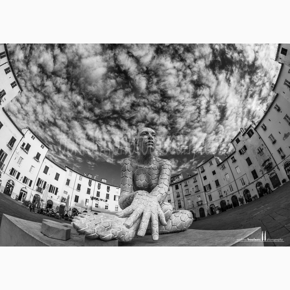 piazza anfiteatro b&w - lucca