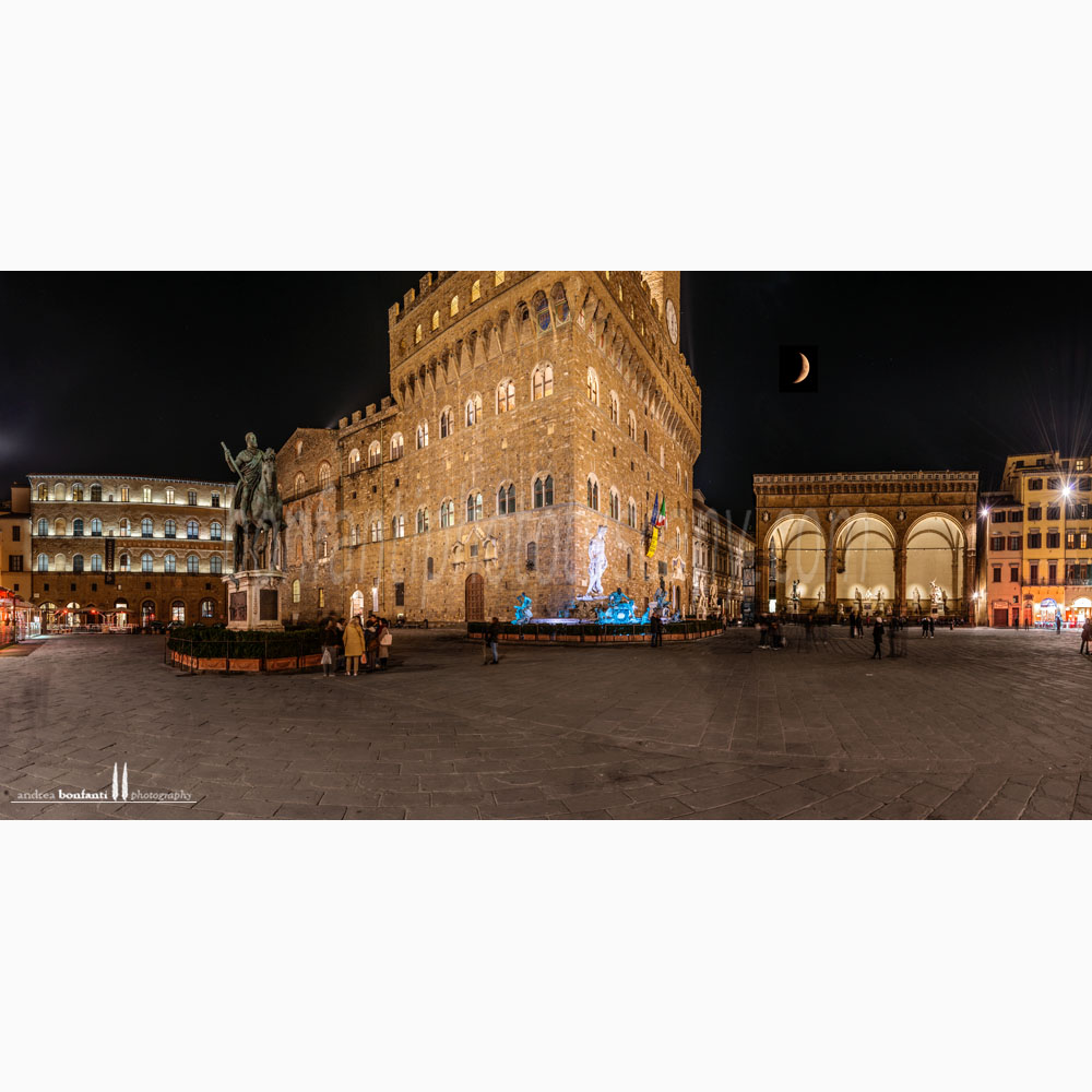 piazza Signoria panoramica notturno - Firenze piazza Signoria panoramica notturno - Firenze